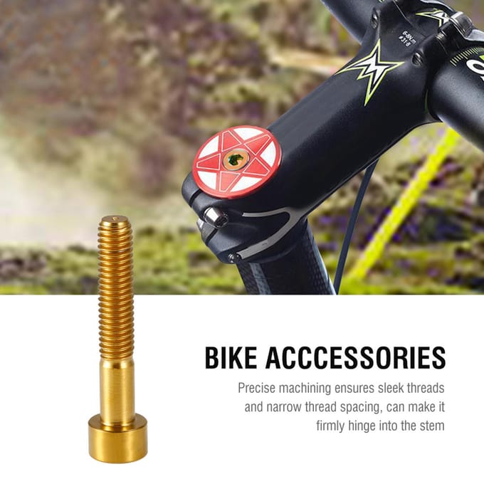 1 stuks Titanium Fiets Balhoofdbuis Stuurpen M6 Draadbout Fietsaccessoire (Goud M6 35) black