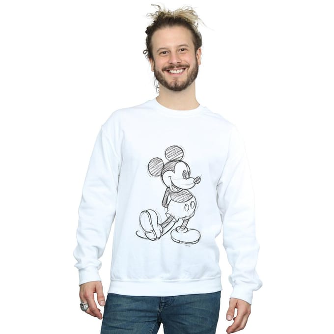 Disney Heren Mickey Mouse Sketch Kick Sweatshirt (Wit)