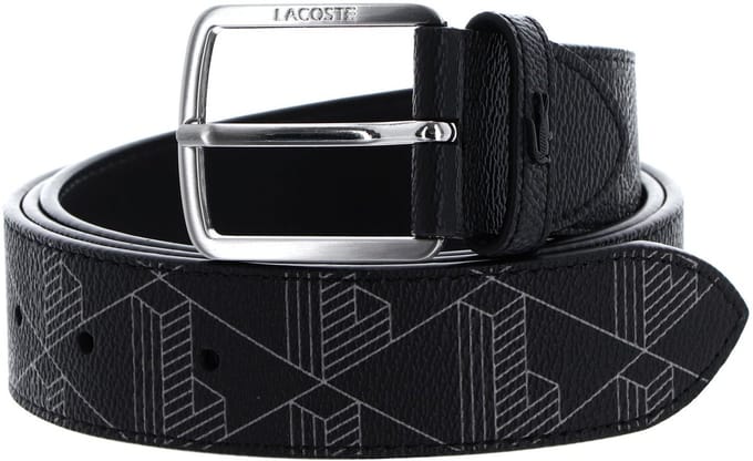 LACOSTE Riem The Blend 35 Monogram Print W120 Monogram Noir Gris Zwart