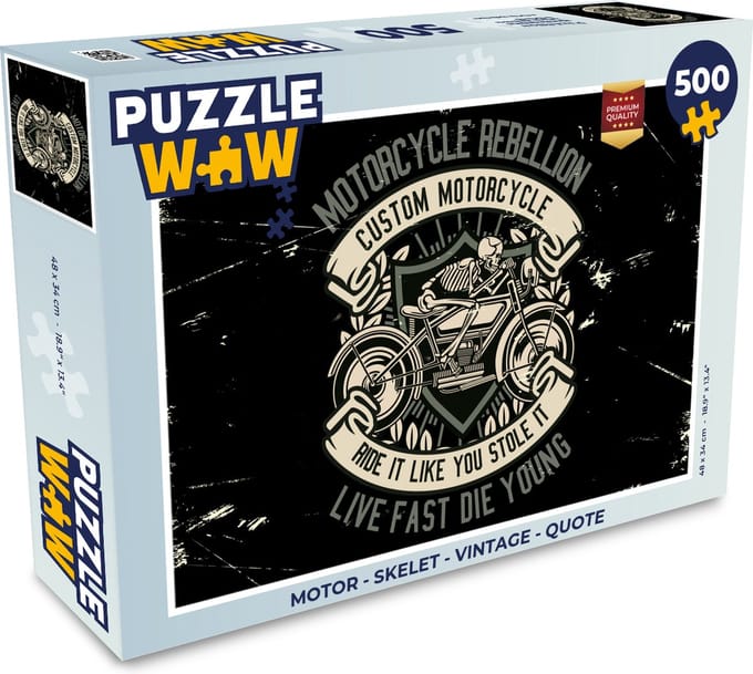 Puzzel Motor - Skelet - Vintage - Quote - Legpuzzel - Puzzel 500 stukjes