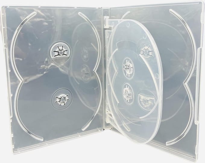 Dragon Trading 6 Disc Clear CD DVD BLU RAY Cases - 6 Way Case for 6 discs - 14mm spine - Outer Cover Insert