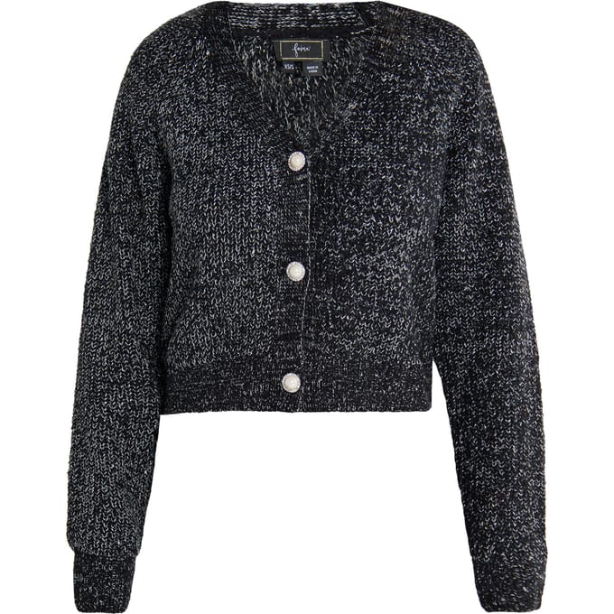Faina Vest Dames Zwart gemêleerd zilver
