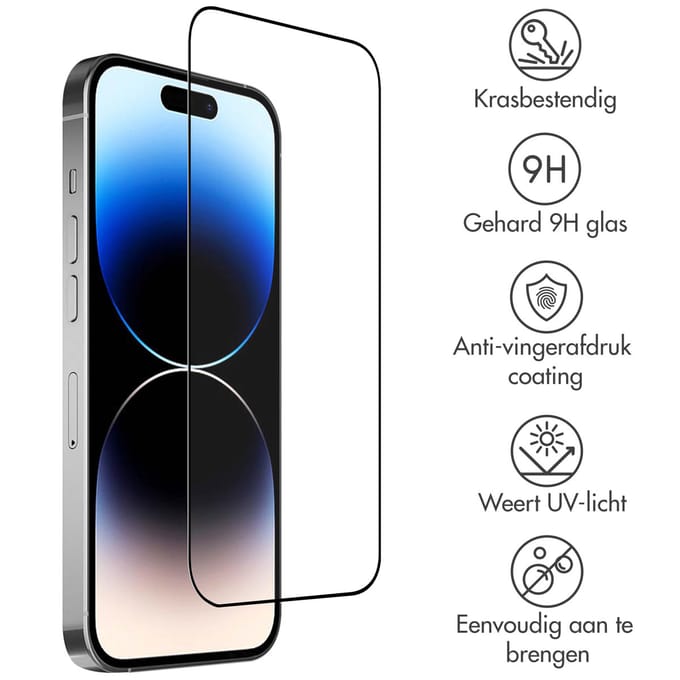Accezz Screen Protector - Geschikt voor Apple iPhone 15 Pro - Gehard Glass Full Cover