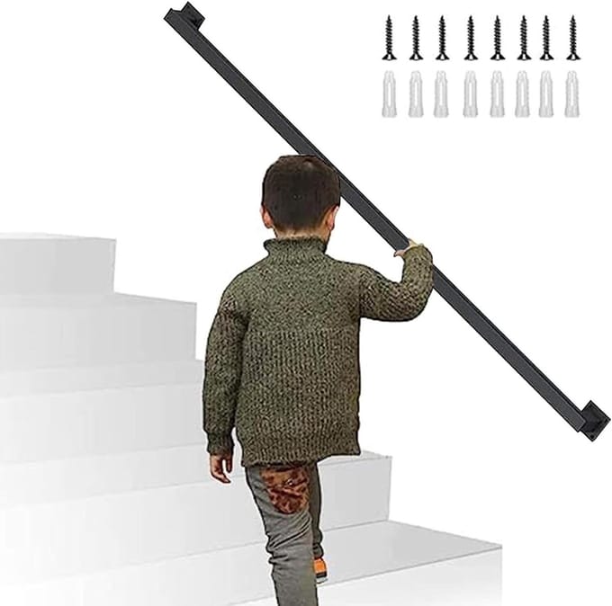 Trapleuning Veiligheidsondersteuning - Handgreep Steun - Veilig Trap Lopen - Stevig Smeedijzer - 200cm - Zwart