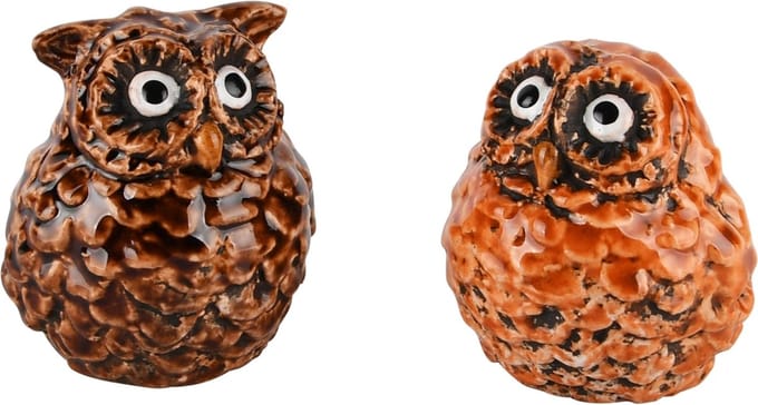 Dekoratief | Uiltje 'Freddy', bruin, keramiek, 5x5x6cm, set van 2 stuks | A245430