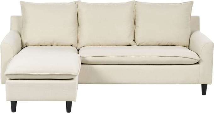 ELVENES - Hoekbank - Lichtbeige - Rechtszijdig - 206 cm - Polyester