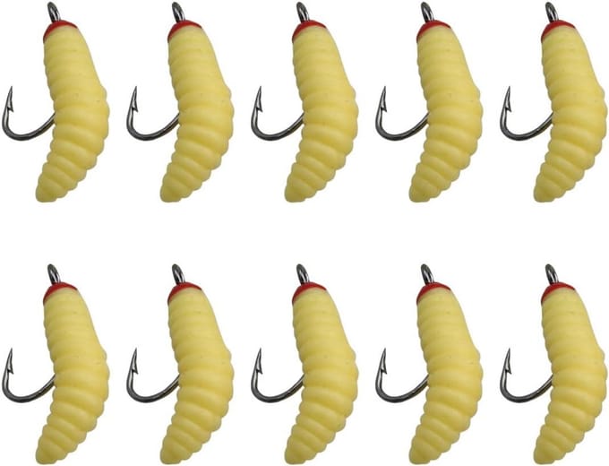 Nep Maggots - Zacht Aas - Vissen - Realistisch Uiterlijk - 10 Stuks - Beige
