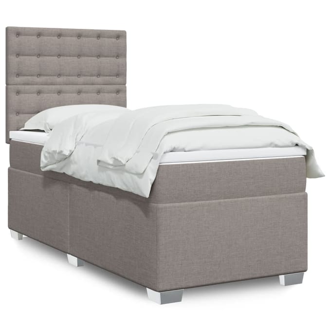 vidaXL - Boxspring - met - matras - stof - taupe - 90x190 - cm