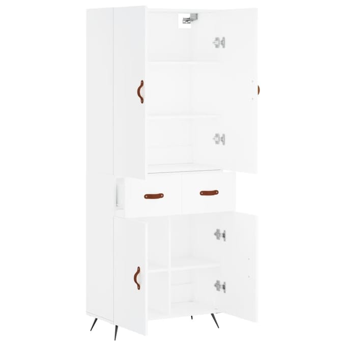vidaXL - Hoge - kast - 69,5x34x180 - cm - bewerkt - hout - wit