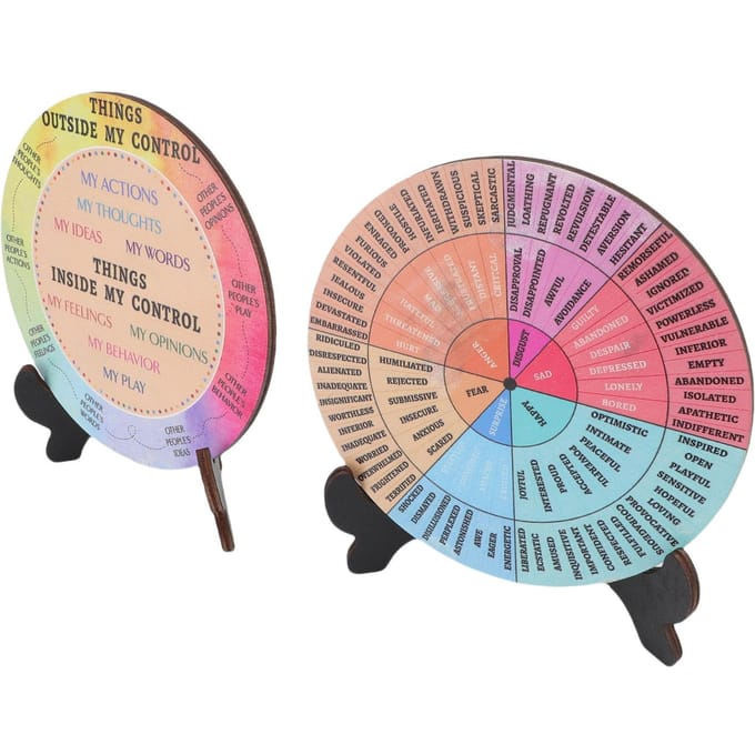 2 pièces Roue des émotions Décor de bureau Tableau des émotions pour chambres à coucher, salons et bureaux pink
