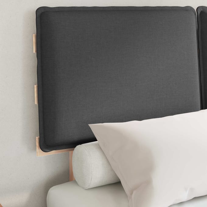vidaXL - Bedframe - met - Gevoerde - Hoofdbord - Donkergrijs - 120 - x - 190 - cm
