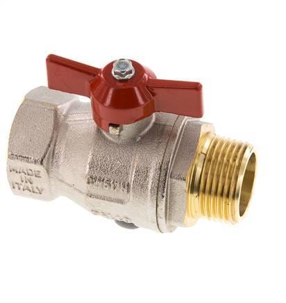 Buiten x Binnendraad R/Rp 1 inch Vlinder Handle 2-Weg Messing Kogelkraan - BL2BN-M-MF-NK-100