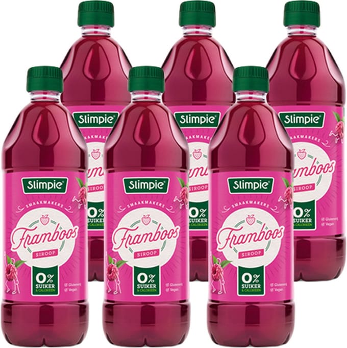 Slimpie Siroop Framboos - 6 x 650 ml - Voordeelverpakking