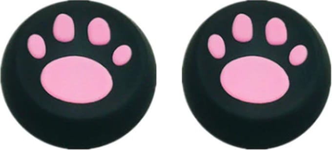 New Age Devi - Thumb Grip - Pootjes Zwart met Roze - Set van 2 - PS4 en Xbox One controller grips