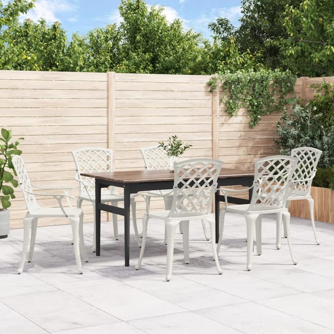 vidaXL - Tuinstoelen - 6 - st - gietaluminium - wit