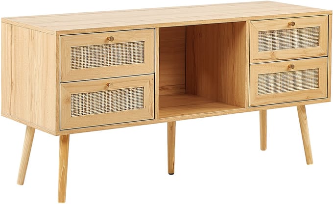 PEROTE - TV-meubel - Lichte houtkleur - Rotan