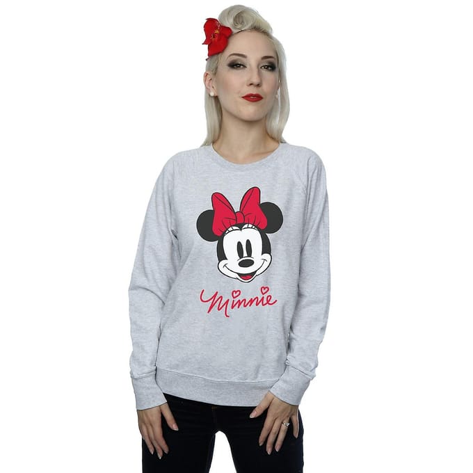 Disney Dames/Dames Minnie Mouse Gezicht Heather Sweatshirt (Heide Grijs)