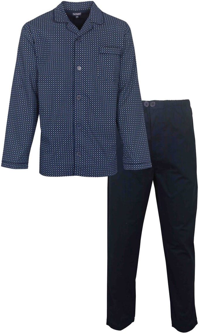 Paul Hopkins Heren Pyjama - Doorknoop - Katoen - Navy - Maat S