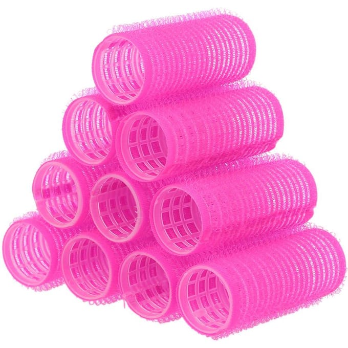 10st grote zelfgrip haarrollen Pro Salon Kapperskrulspelden Multi Size Professioneel haar rozerode kleur