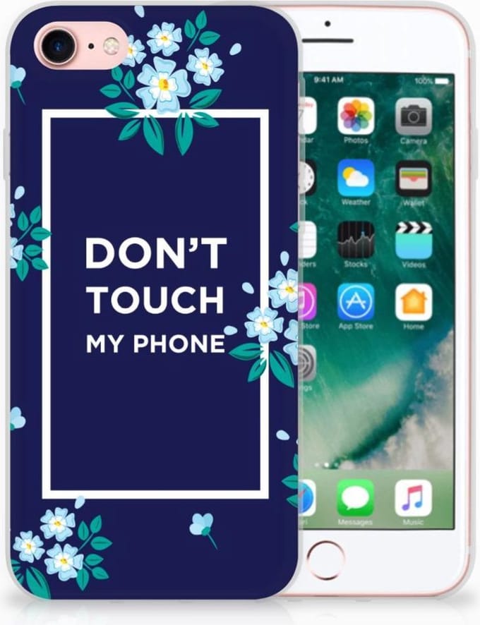 iPhone SE 2022 | SE 2020 | 8 | 7 Silicone-hoesje Flowers Blue DTMP