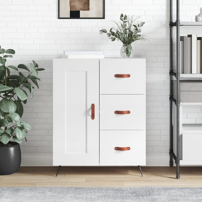 vidaXL Dressoir 69,5x34x90 cm bewerkt hout hoogglans wit