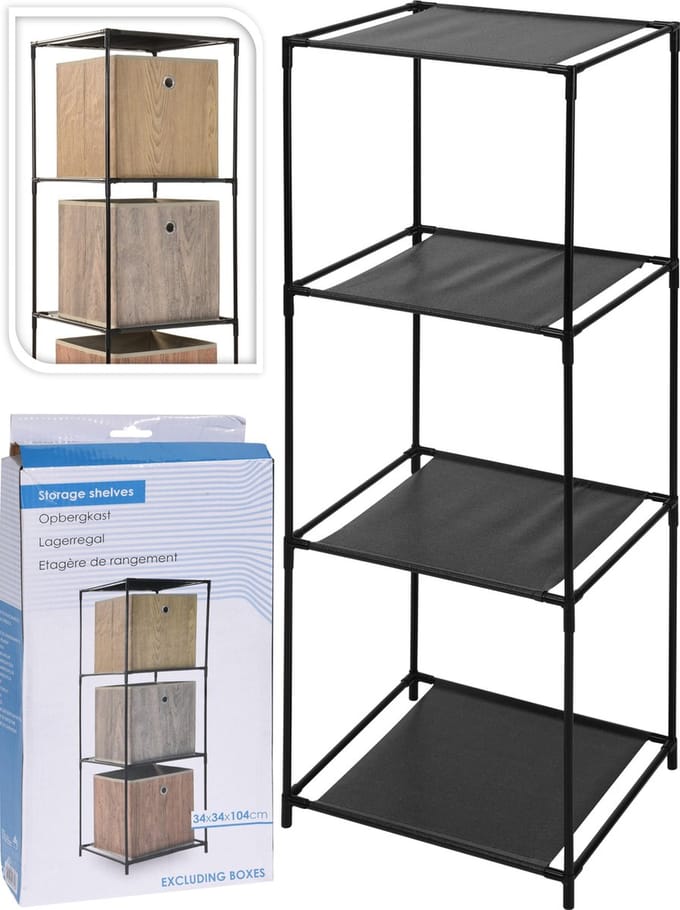 Storage Solutions Badkamerrek - zwart - metaal - 4-laags - 104 cm