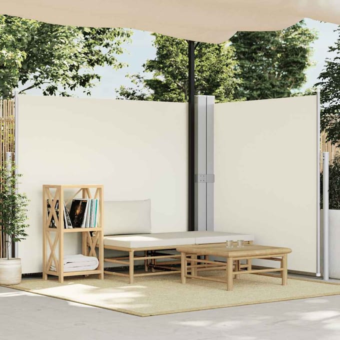 vidaXL - Windscherm - uittrekbaar - 180x600 - cm - crèmekleurig