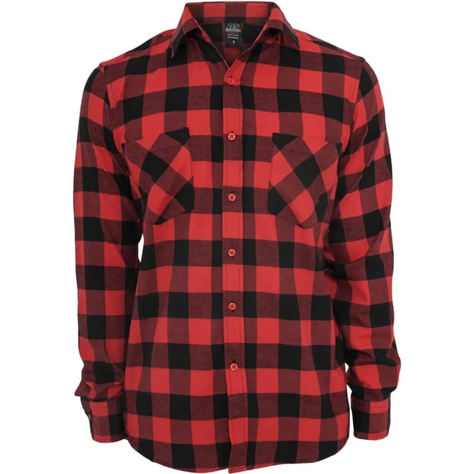 Urban Classics Checked Flannel Heren Flanellen overhemd - zwart/rood - M