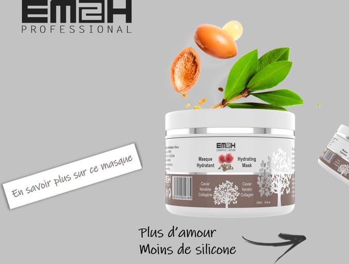 EM2H Masque Hydratant au Caviar, Keratine et Collagène 250ml