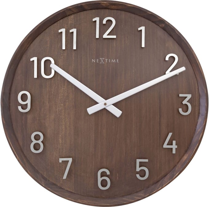 NeXtime Precious – Grote Wandklok – 50 cm – Hout – Walnoot – Stil