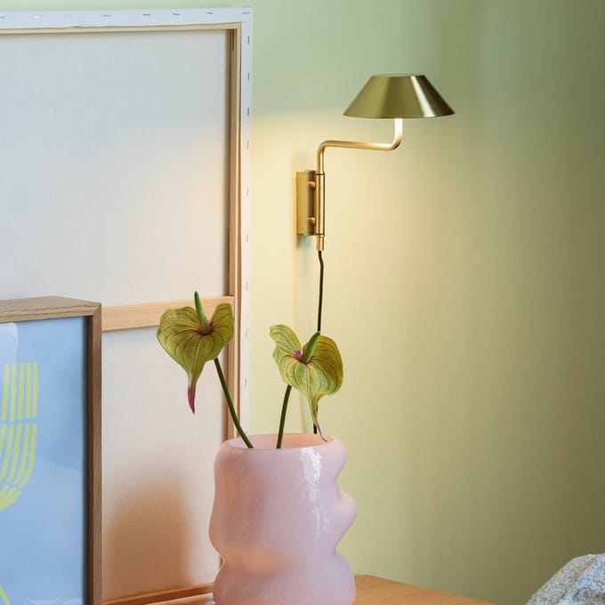 Hübsch LED wandlamp COVER, messingkleurig, uitval 30 cm, metaal