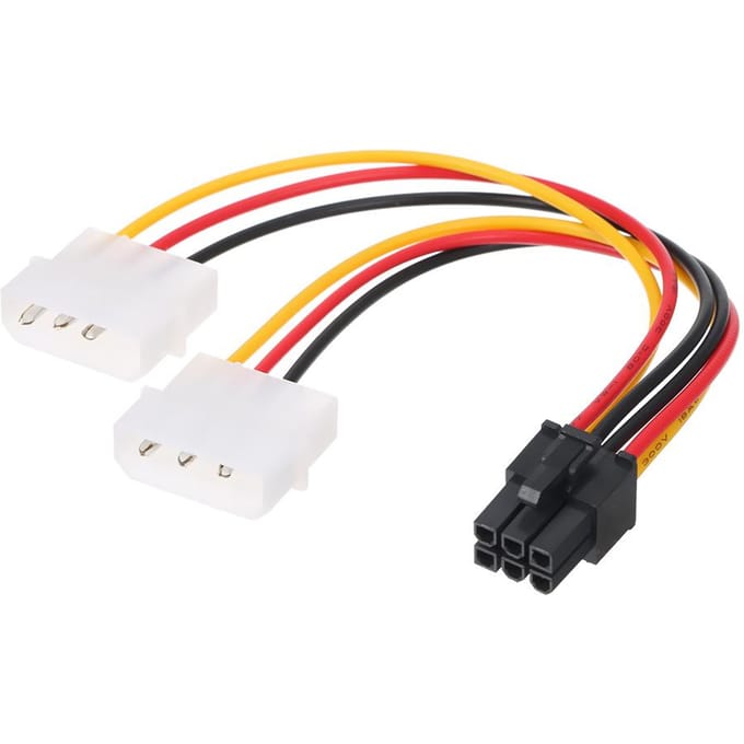 4p naar 6p voedingskabel Grafische videokaart 4-pins Molex naar 6-pins PCI-Express PCIE-voedingskabel white