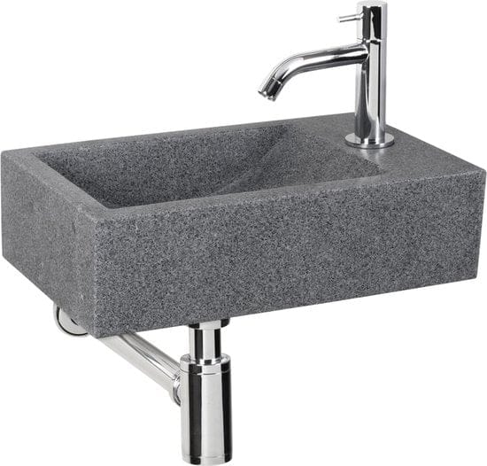 Fonteinset Cheops Natuursteen Wasbak 40 X 23 X 11 Cm