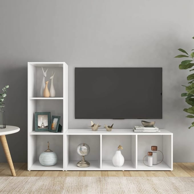 vidaXL - Tv-meubelen - 2 - st - 107x35x37 - cm - bewerkt - hout - wit