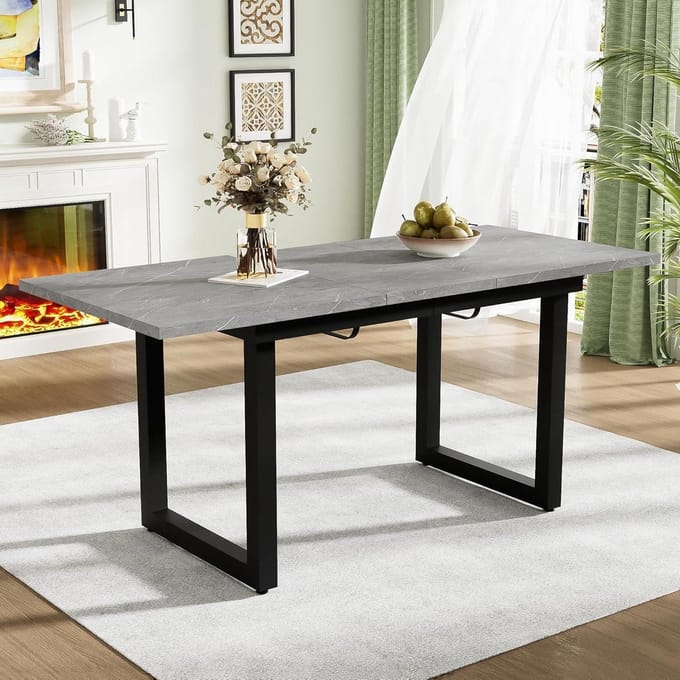 Uitschuiftafel Eettafel - Vergrootbare Tafel - Gezellig Tafelen - Industriële Stijl - 180x80x75cm - Grijs
