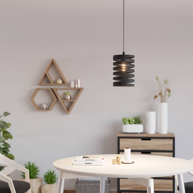 EGLO Cremella Hanglamp - E27(excl.) - industrieel - 18 cm - Zwart