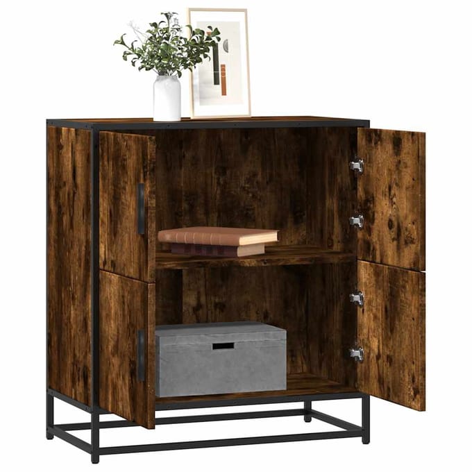vidaXL - Dressoir - 68x35x76 - cm - bewerkt - hout - gerookt - eikenkleurig