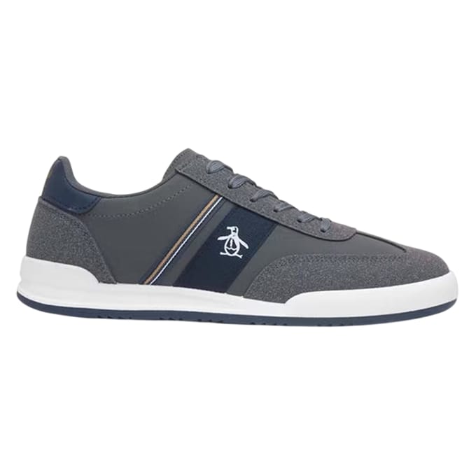 Original Penguin Heren-sneakers met strepen en logo (Houtskool)