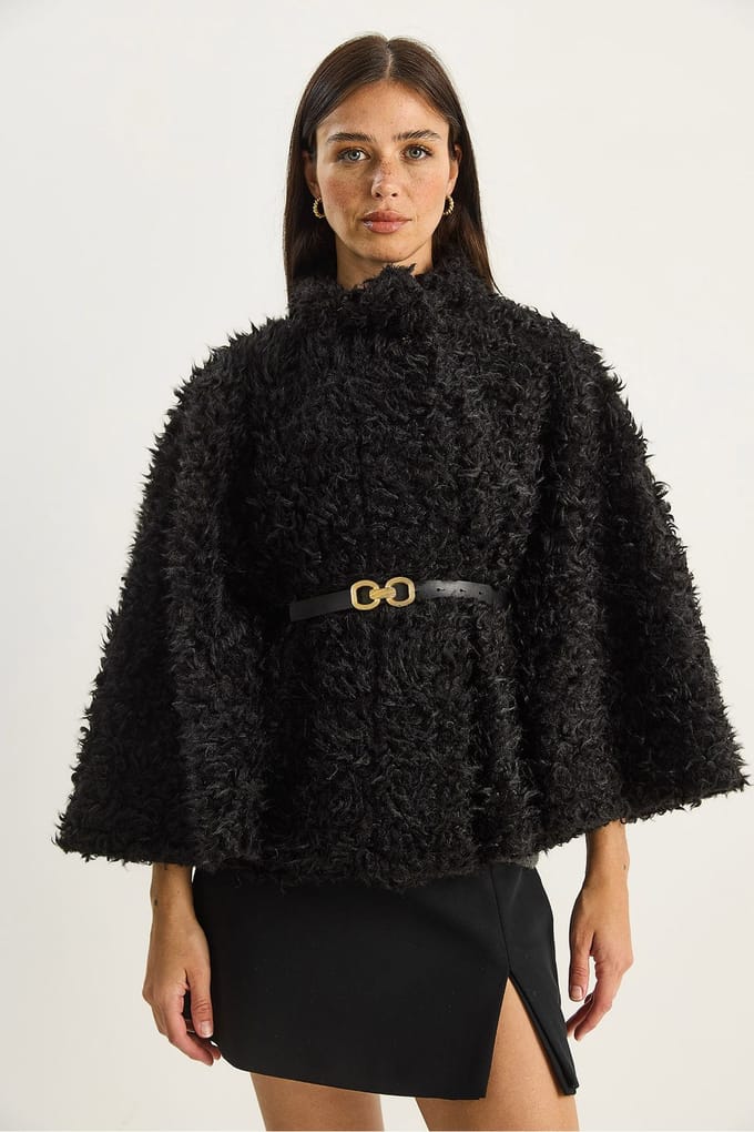 Oversized Pluche Jas met Kraag