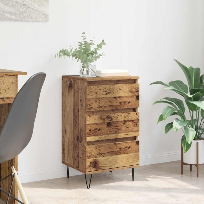 vidaXL - Dressoir - Oud - Hout - 40 - x - 35 - x - 70 - cm - Geengineerd - Hout - en - IJzer