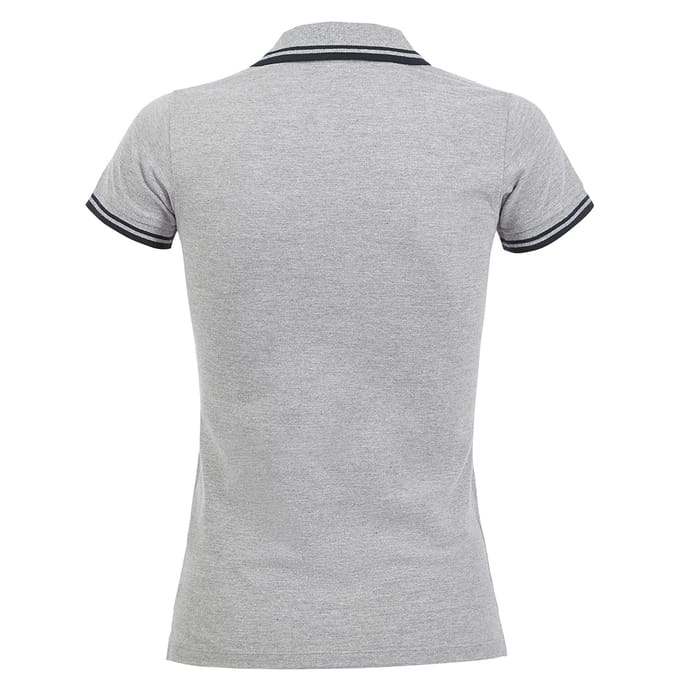SOLS Dames/dames Pasadena getipt korte mouw Pique Polo Shirt (Heide Grijs/Navy)