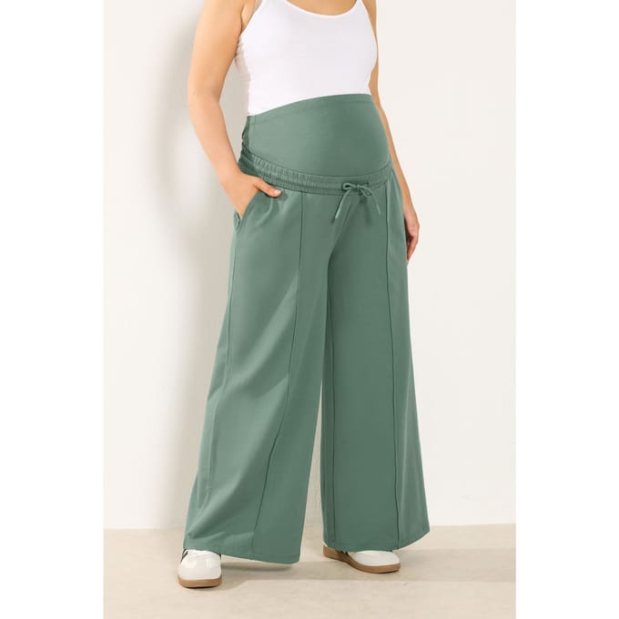 Bump It Up Maternity Groene Joggers Met Wijde Pijpen Size 54-56