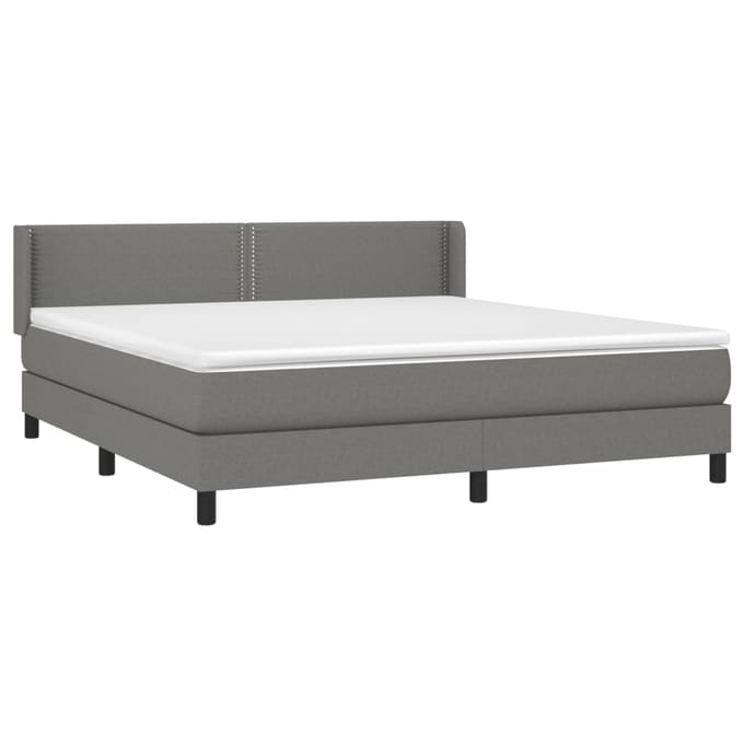 vidaXL - Boxspring - met - matras - stof - donkergrijs - 180x200 - cm
