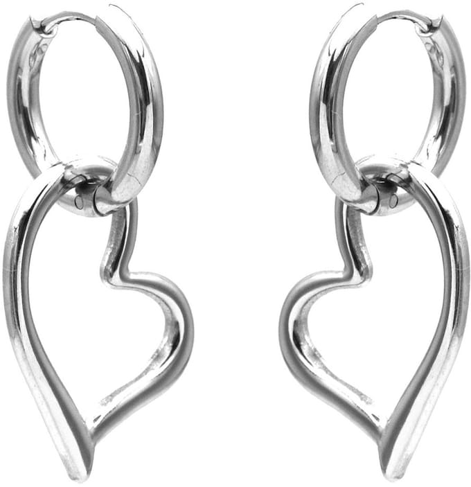 Oorbellen - RVS - hart - 3,5x1,2 cm