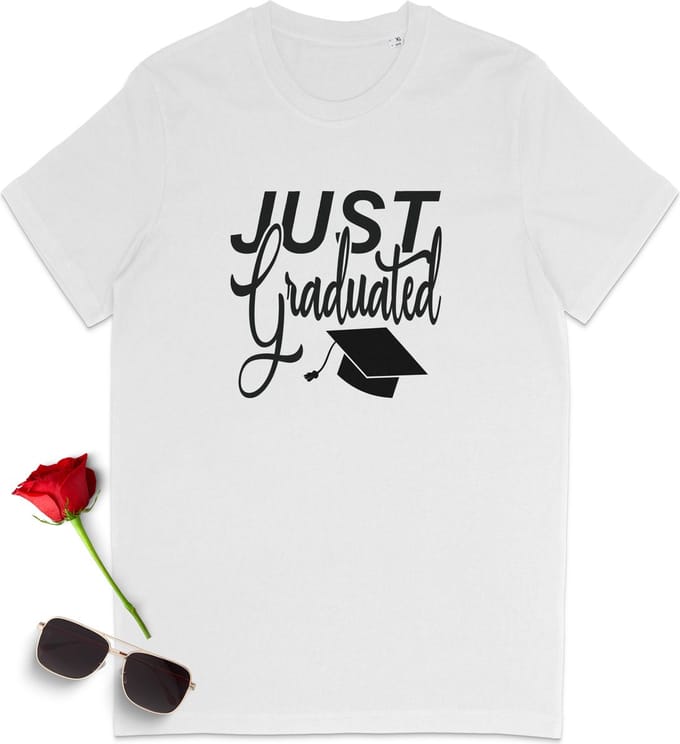 Geslaagd T-shirt 2025 – Just Graduated – Cadeau voor geslaagde – Examens - Wit - S
