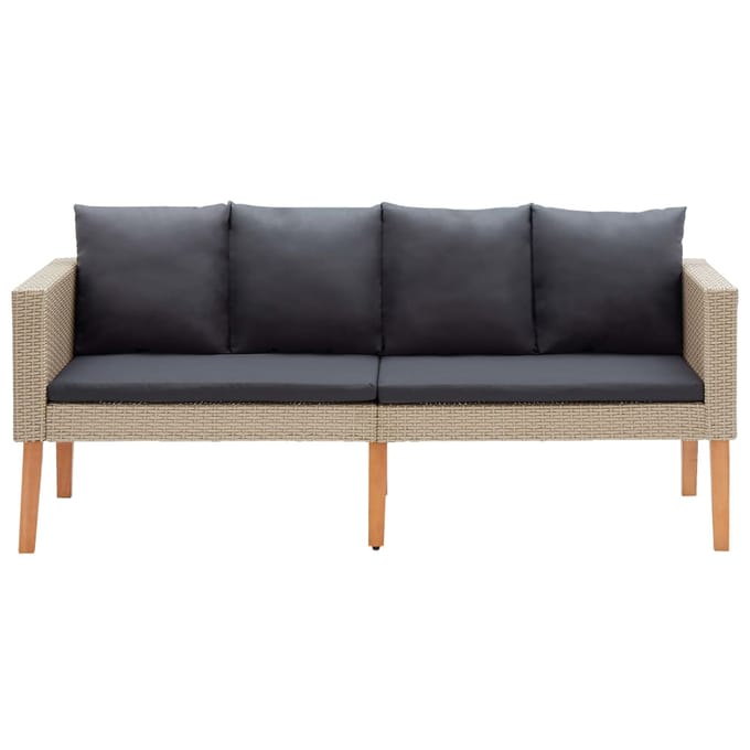 vidaXL - 2-delige - Loungeset - met - kussens - poly - rattan - beige