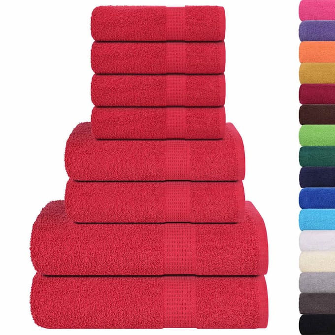 vidaXL - 8-delige - Handdoekenset - FROGN - 360 - g/m² - rood