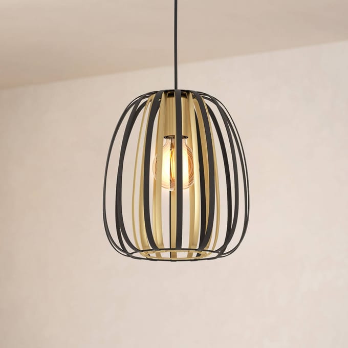 EGLO Encinitos Hanglamp - E27 - Ø 25,5cm - Staal - Zwart/Goud