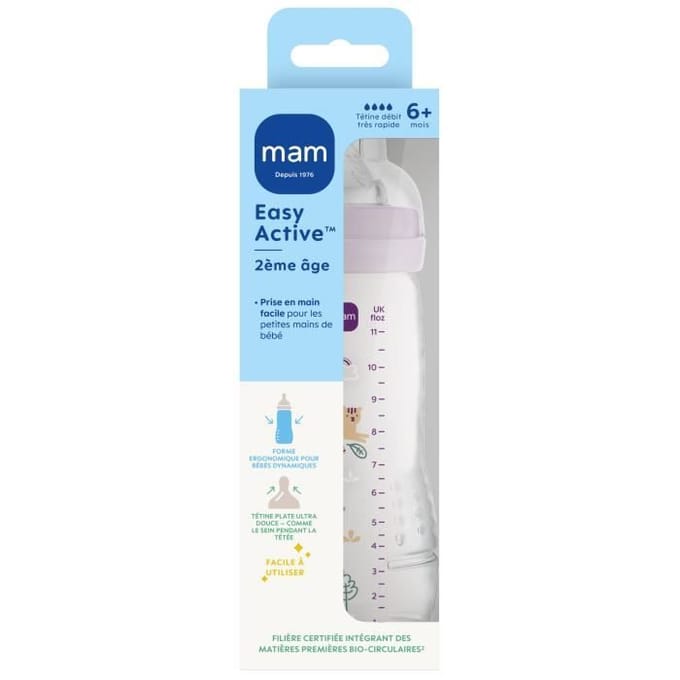 Fles - MAM BABY - Easy Active - +6 maanden - 330 ml - Speen flow X - Lila