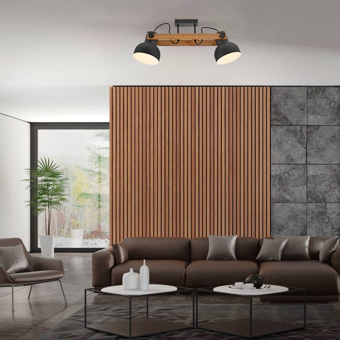 JUST LIGHT. GmbH JUST LIGHT. Plafondlamp Cup 2.0, 2-lamps zwart, metaal